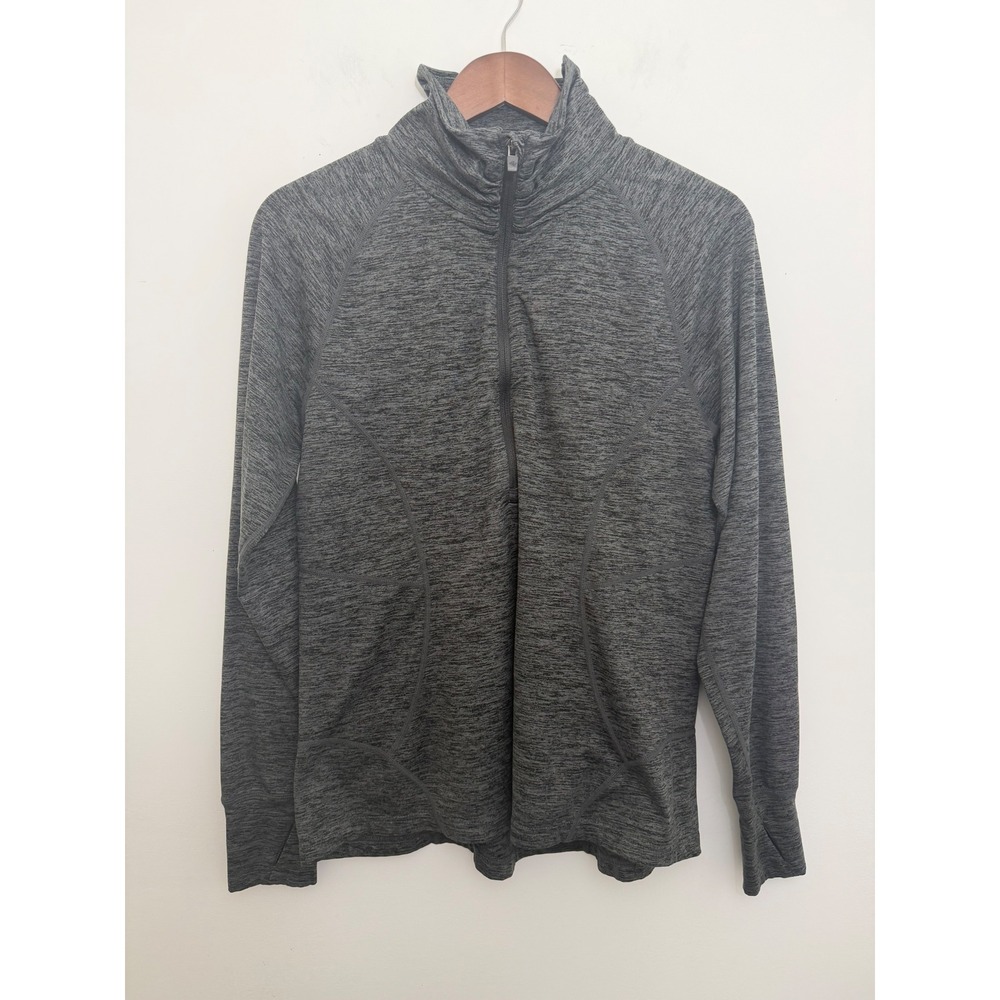 Eddie Bauer Womens XL Gray Space Dye Quarter Zip Pullover Thumbholes EBW41LK117